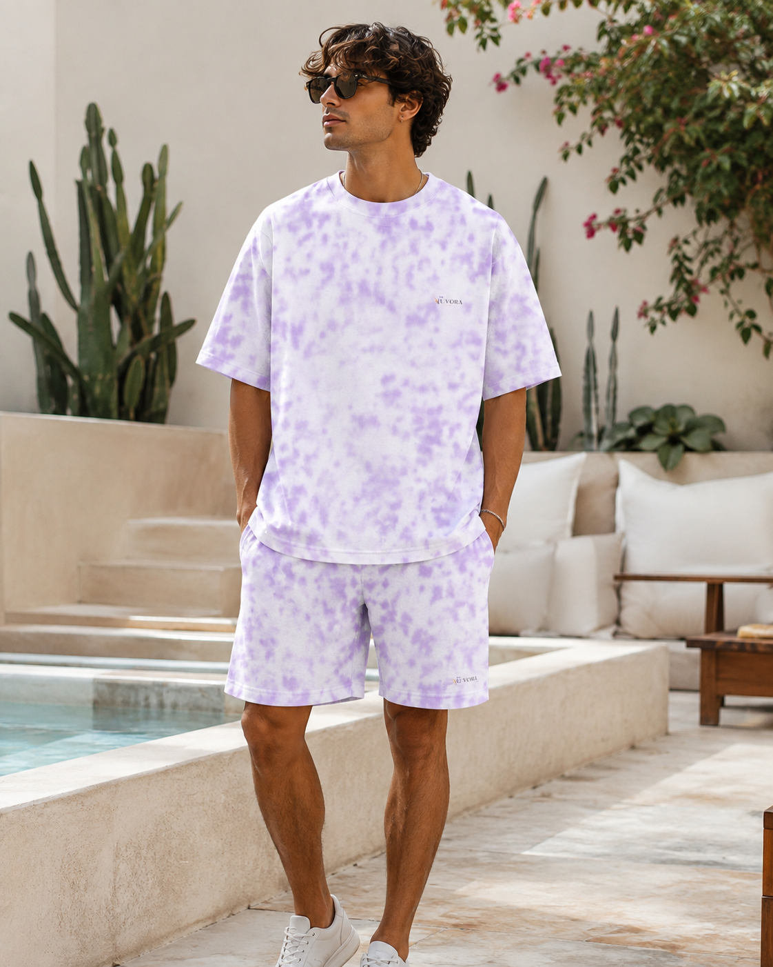 Unisex T-shirt & Shorts Co-ord Set Lavender