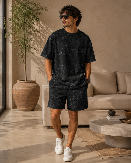 Unisex T-shirt & Shorts Co-ord Set Black