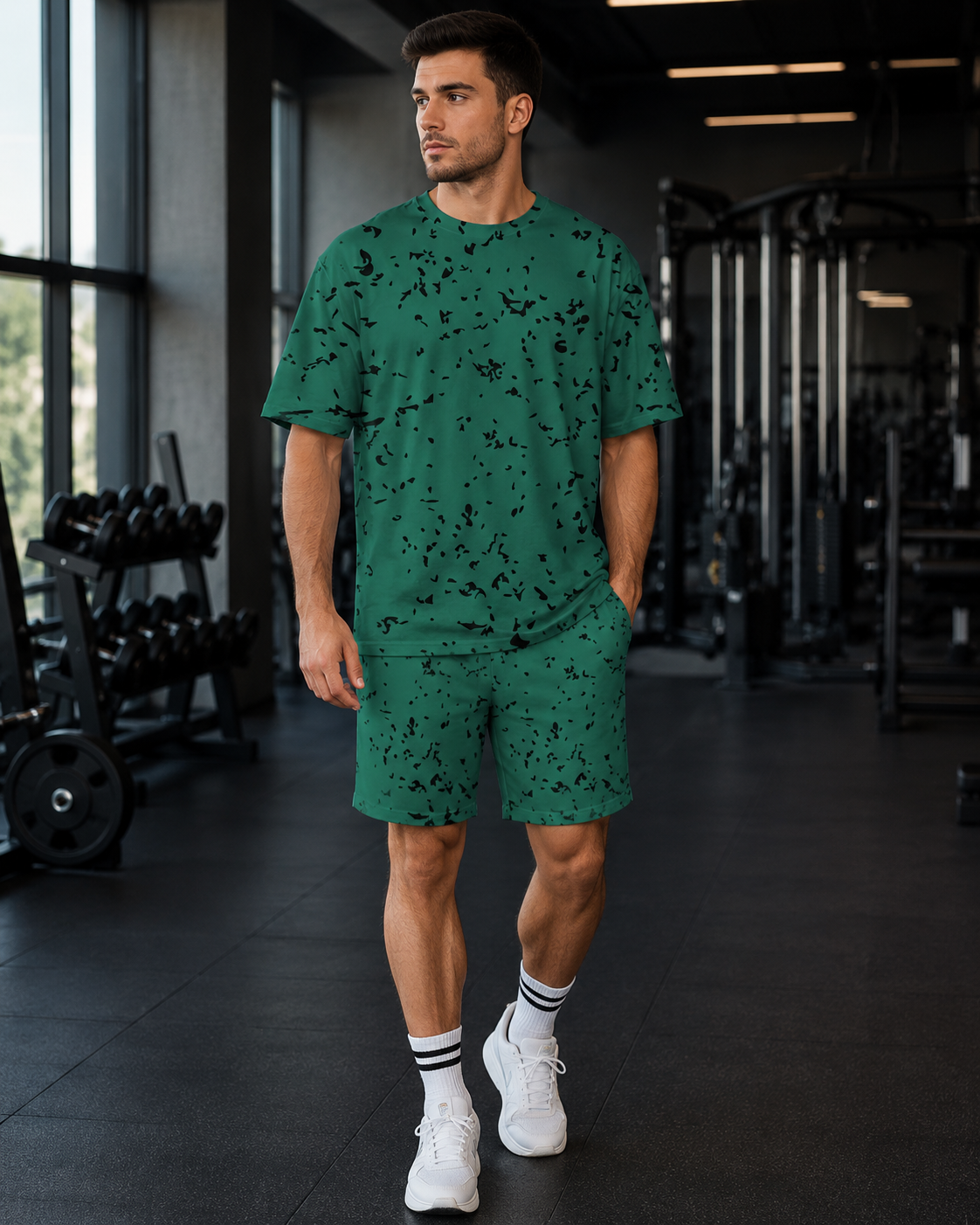 Unisex T-shirt & Shorts Co-ord Set Green