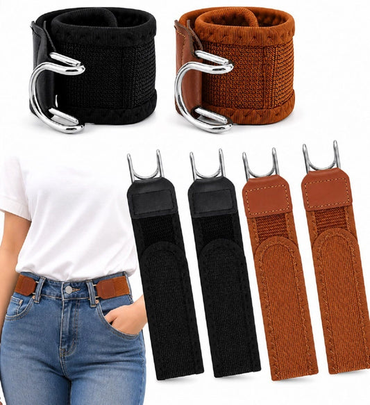 No-Buckle Metal Adjustable Belts — Pack of 2